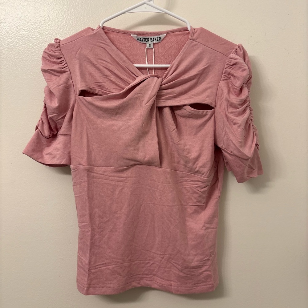 Walter Baker Pink Ruched Sleeve Blouse
